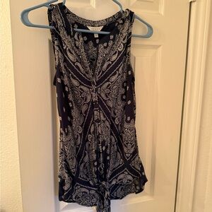 Lucky Brand Dark Blue Paisley Tank Top